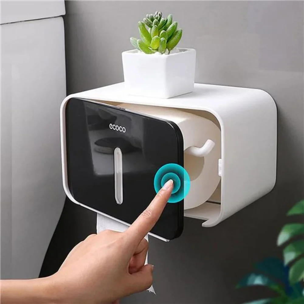 Self Adhesive Toilet Paper Holder, Wall-Mounted Double Layer Waterproof
